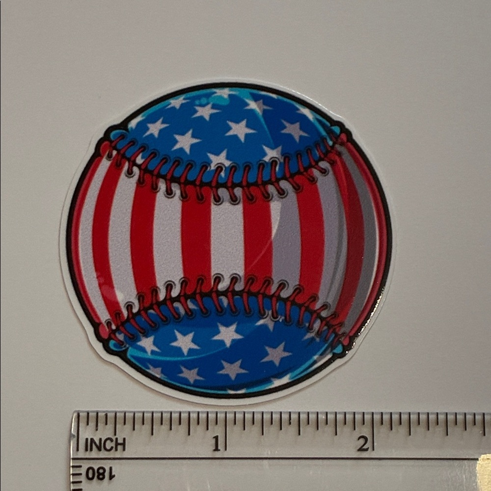 10/$10 Patriotic Baseball Vinyl Sticker Waterproof-Water Bottle Skateboard Phone